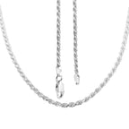 Sterling Silver Diamond Cut Rope Necklace (Size - 20) with Lobster Clasp