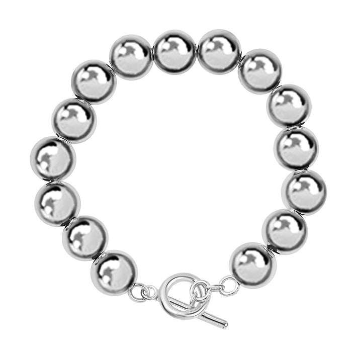High Finish Sterling Silver 12mm Ball T-Bar Bracelet 8 Inch 8928863 1