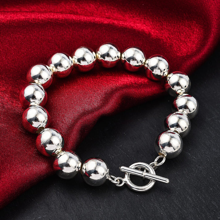 High Finish Sterling Silver 12mm Ball T-Bar Bracelet 8 Inch 8928863 2