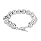 High Finish Sterling Silver 12mm Ball T-Bar Bracelet 8 Inch