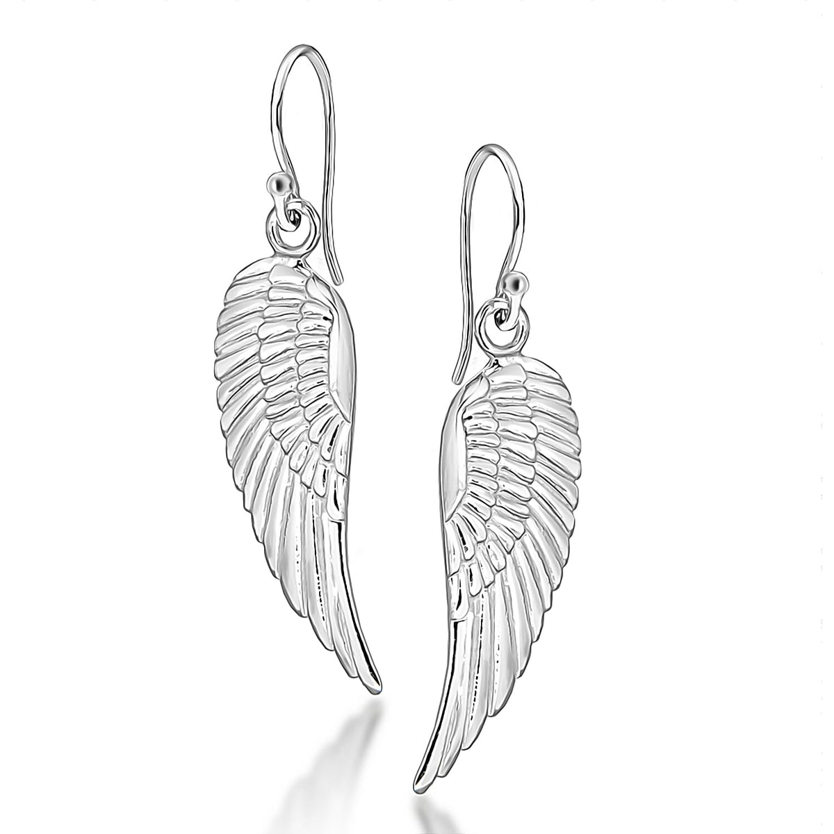 High Finish Sterling Silver 1mm x 46mm Angel Wings Drop Earrings 8927596 0