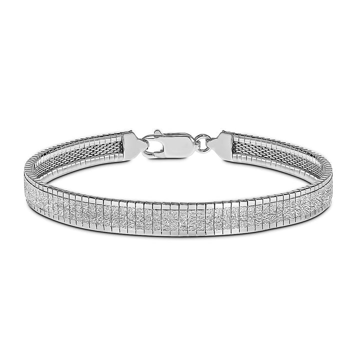 High Finish Sterling Silver 6mm Textured Flat Omega Bracelet 7.5 Inch 8928842 1