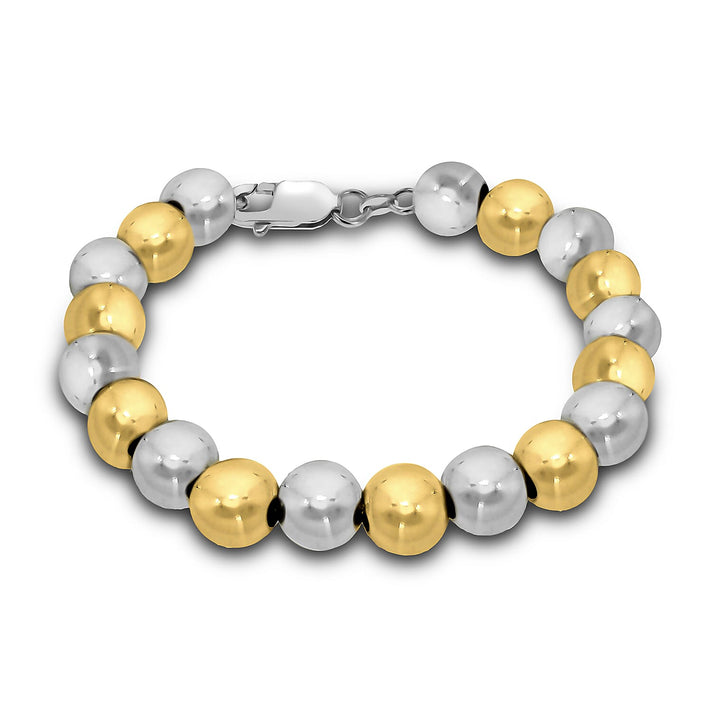 High Finish Sterling Silver 2 Tone 1mm Ball Bracelet 8 Inch 8927775 1