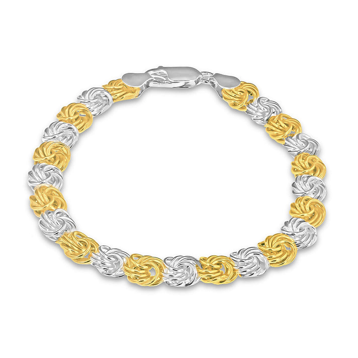 High Finish Sterling Silver 2 Tone Rose Link Bracelet 7.5 Inch 8928865 1