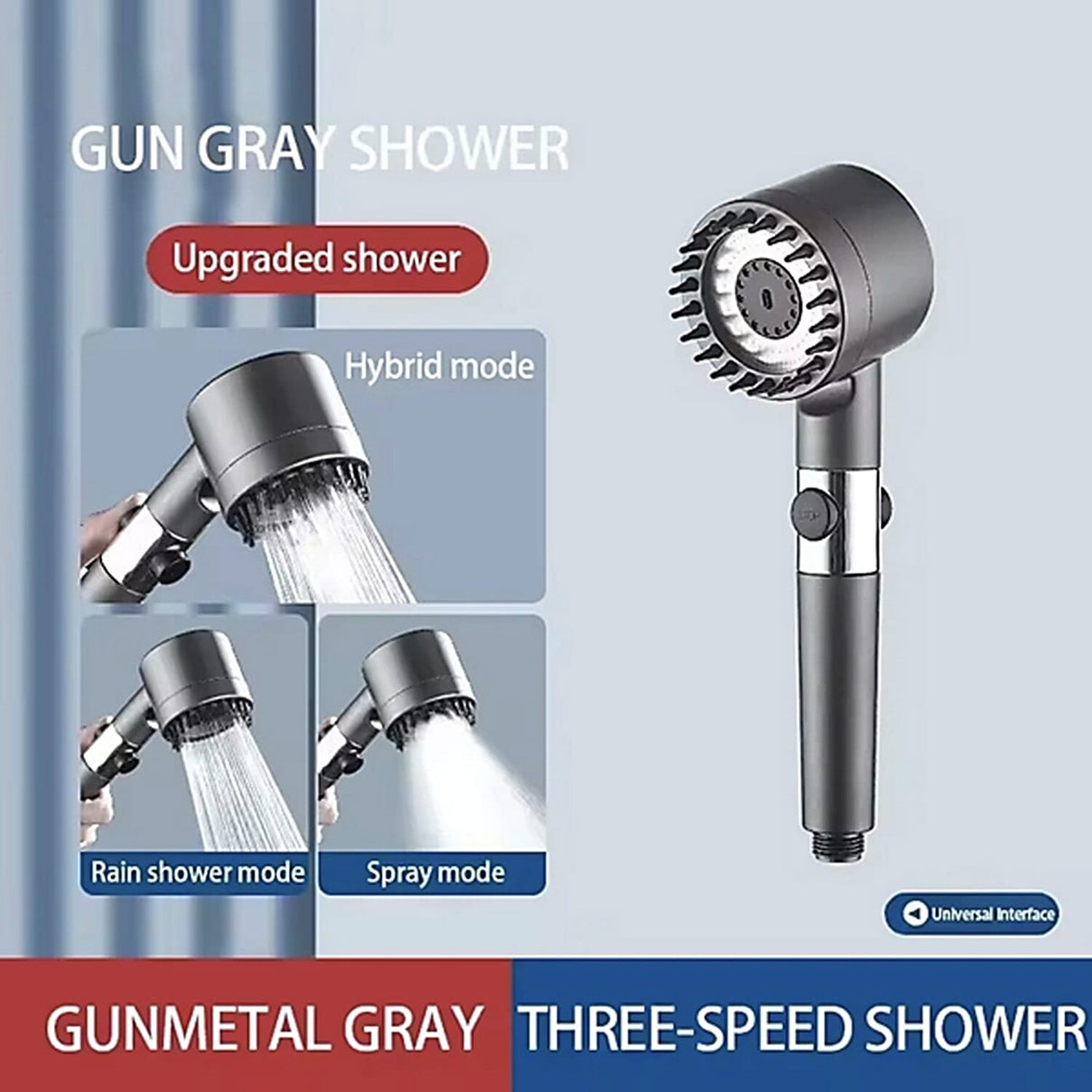 High Pressure 3 Mode Turbocharged Shower Head with Massage Brush 8526870 1
