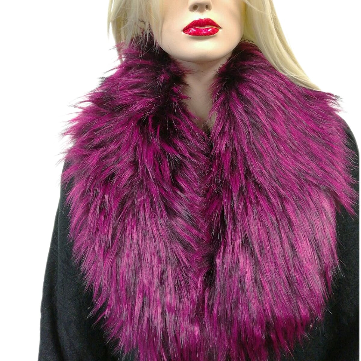 High Quality Faux Fur Collar Scarf with Clip - Purple 8296685 0