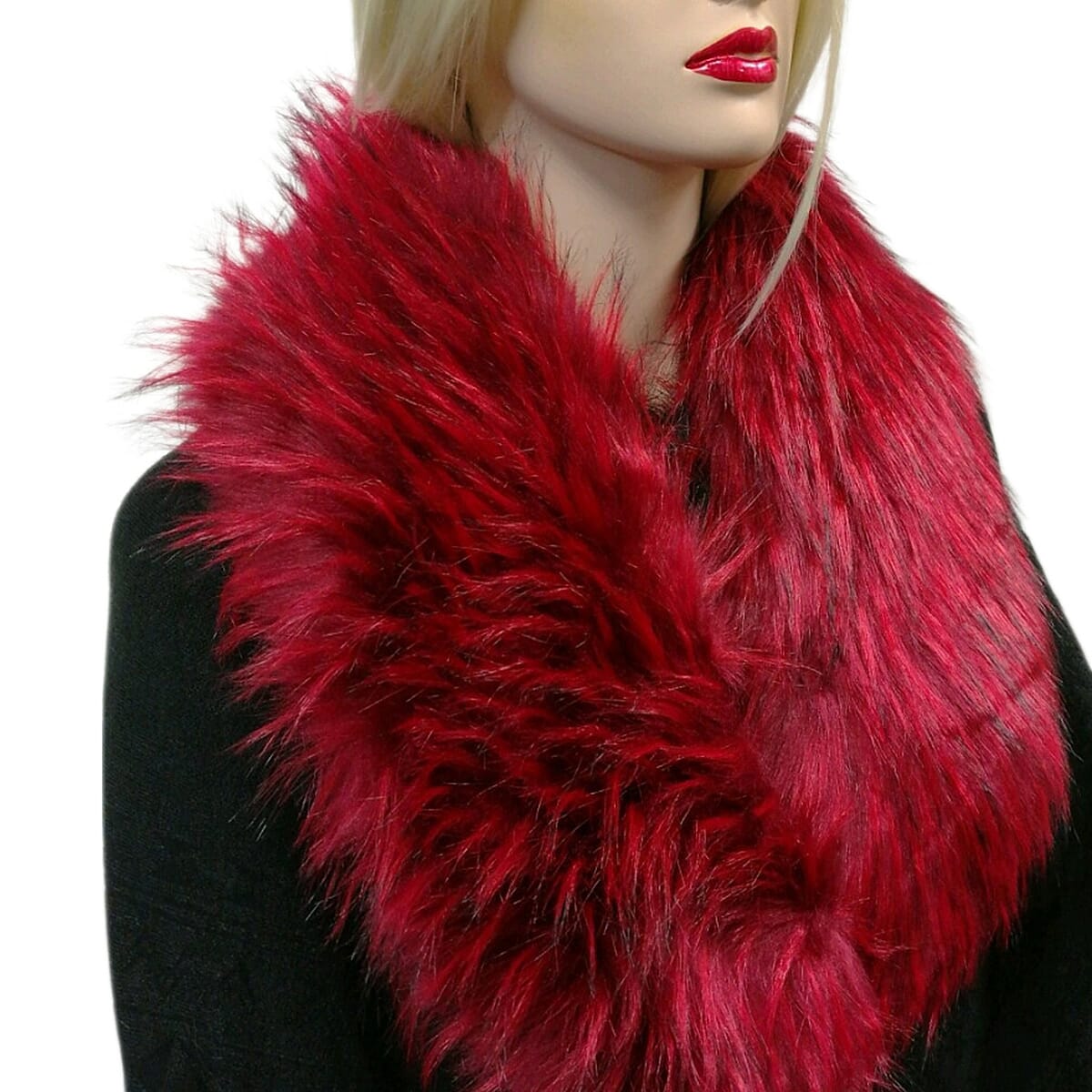 High Quality Faux Fur Collar Scarf with Clip - Red 8296686 0