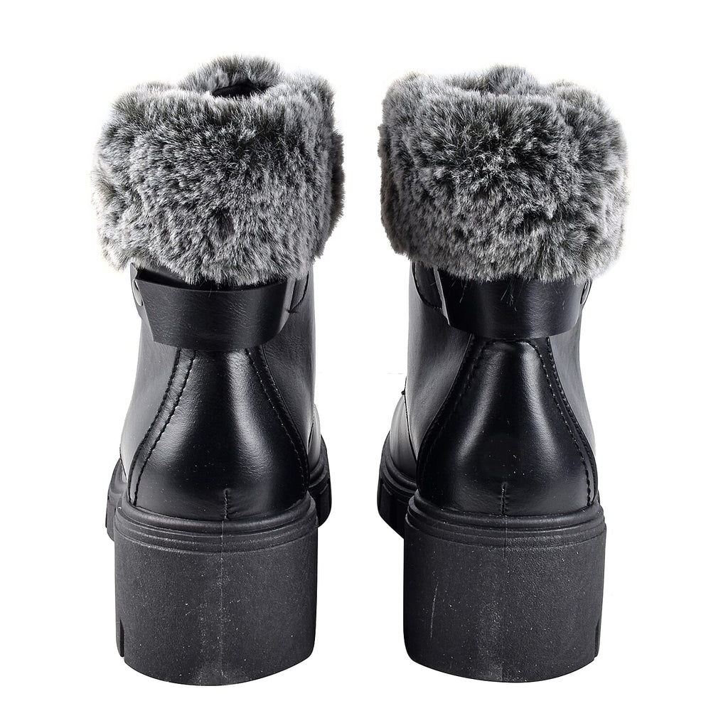 Black Patent Knitted Collar Hiker Boots (Size 3)