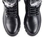 Black Patent Knitted Collar Hiker Boots (Size 3)