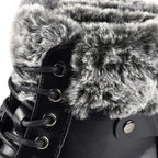 Black Patent Knitted Collar Hiker Boots (Size 3)