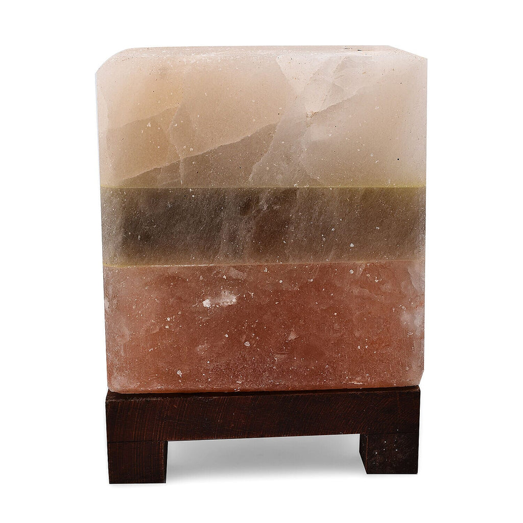 Himalayan Dual Illumination Salt Lamp with Square Shape including Cord - Bulb (Size 17x12x12 cm)