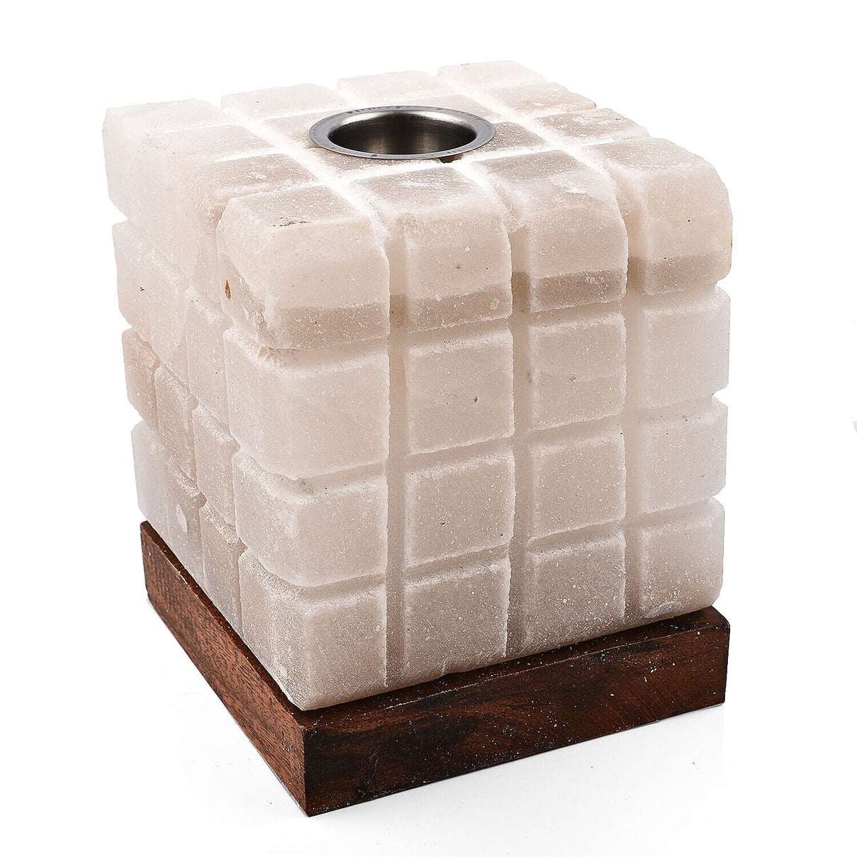Himalayan Salt Snow White Aroma Therapy Lamp Lined Cube Shape (Size 15x12x12 cm) 7165841 0