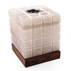 Himalayan Salt Snow White Aroma Therapy Lamp Lined Cube Shape (Size 15x12x12 cm)