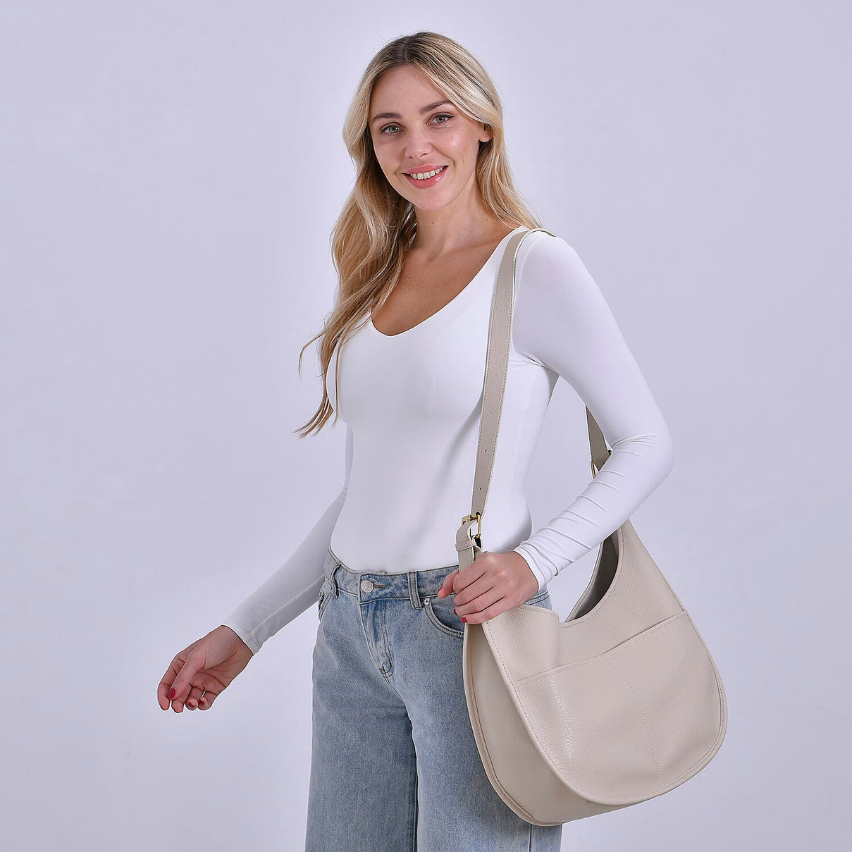 Hobo Crossbody with Detachable Small Cosmetic Bag - White 7995177 2