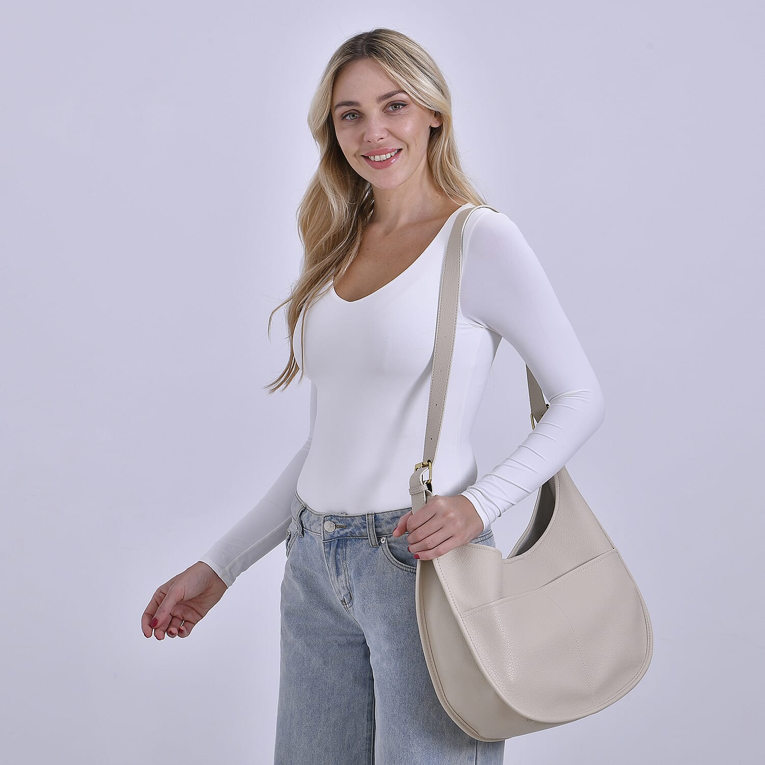 Hobo Crossbody with Detachable Small Cosmetic Bag - White 7995177 2