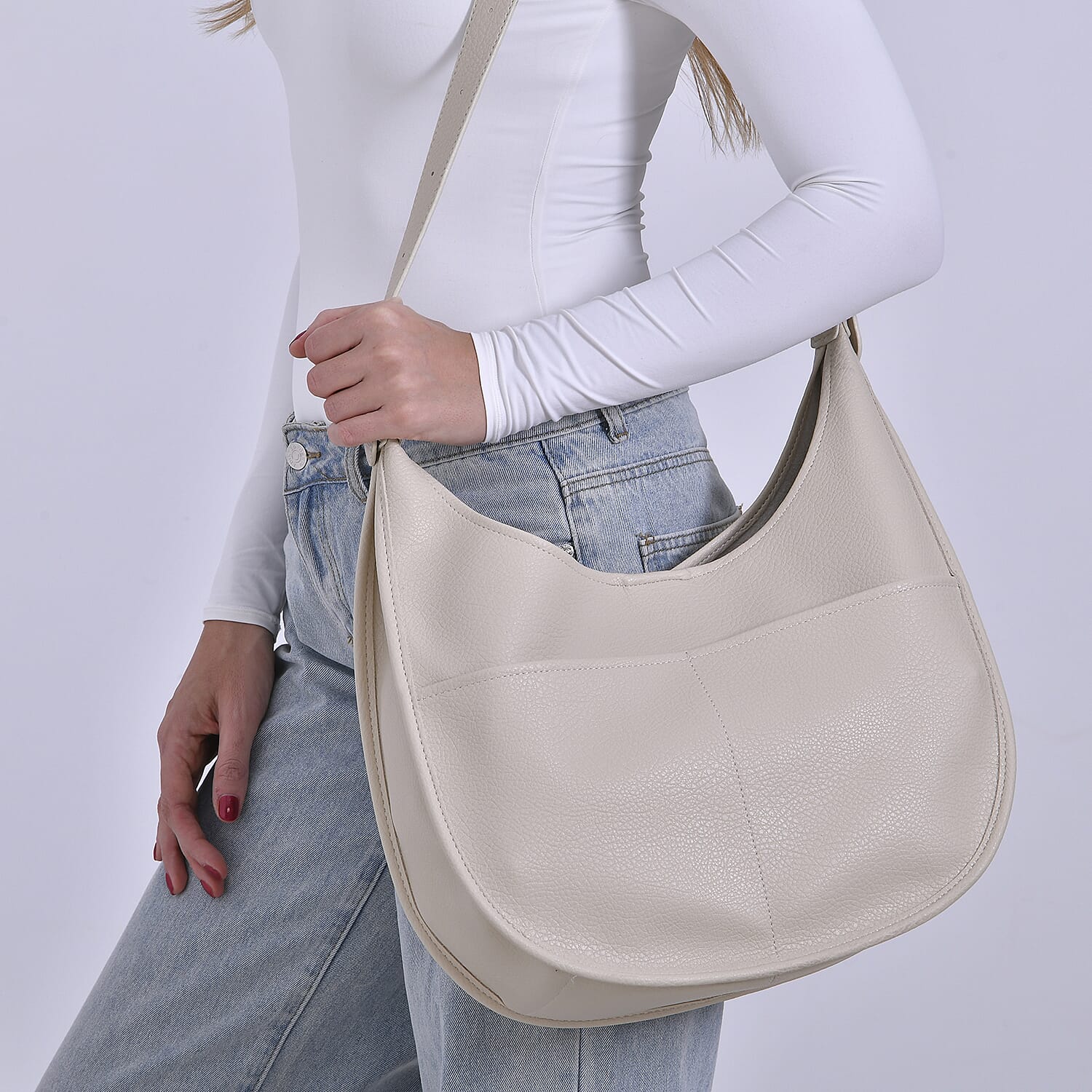 Hobo Crossbody with Detachable Small Cosmetic Bag - White 7995177 3