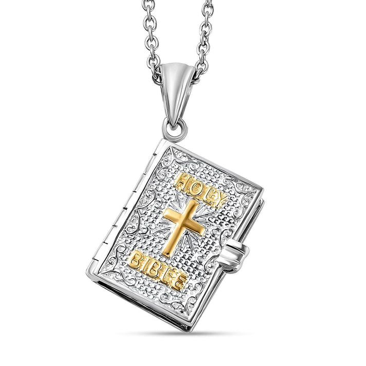 Holy Bible Book Pendant With Chain in Platinum and Gold Plated Silver 8.11 Grams 20 Inch 2674556 1