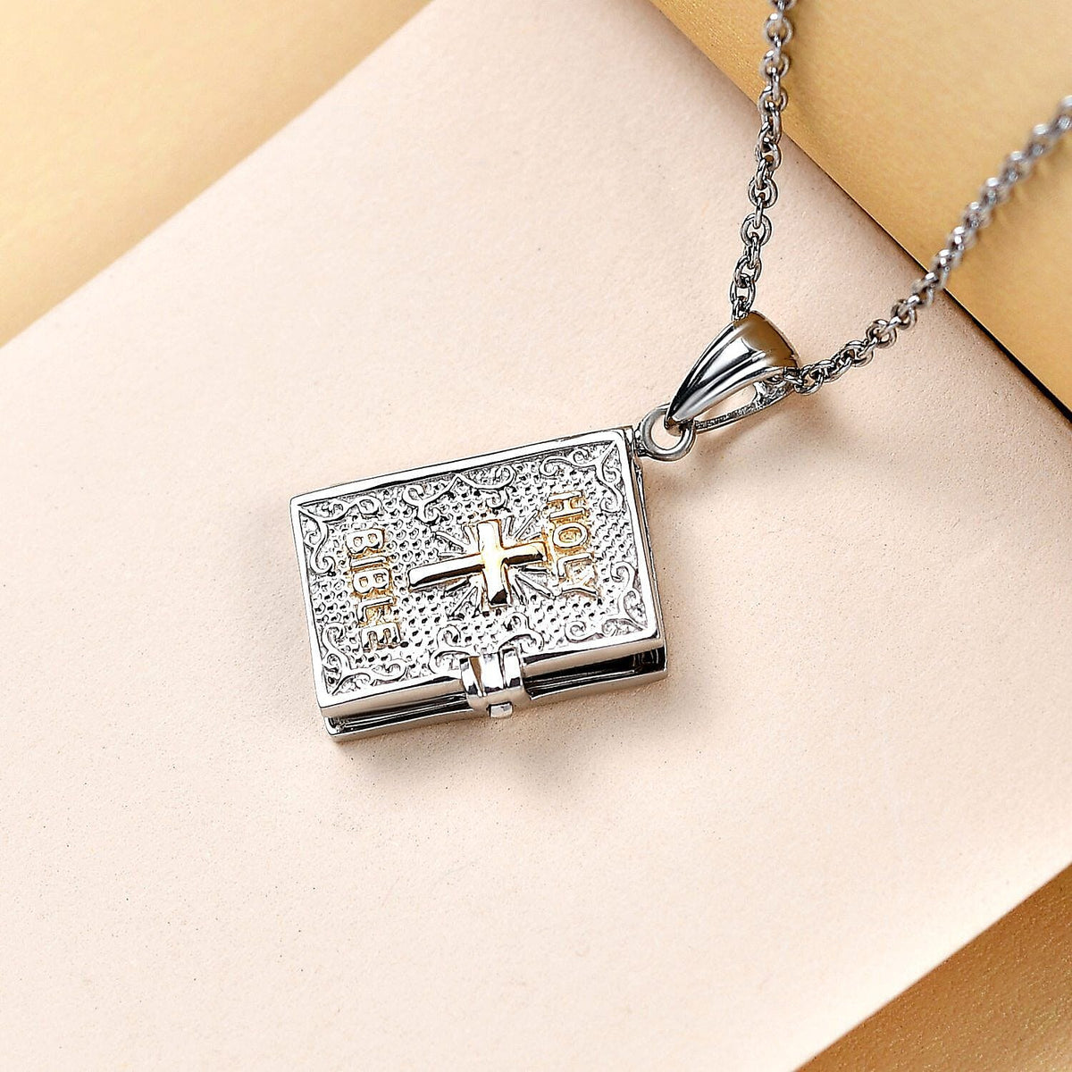 Holy Bible Book Pendant With Chain in Platinum and Gold Plated Silver 8.11 Grams 20 Inch 2674556 3