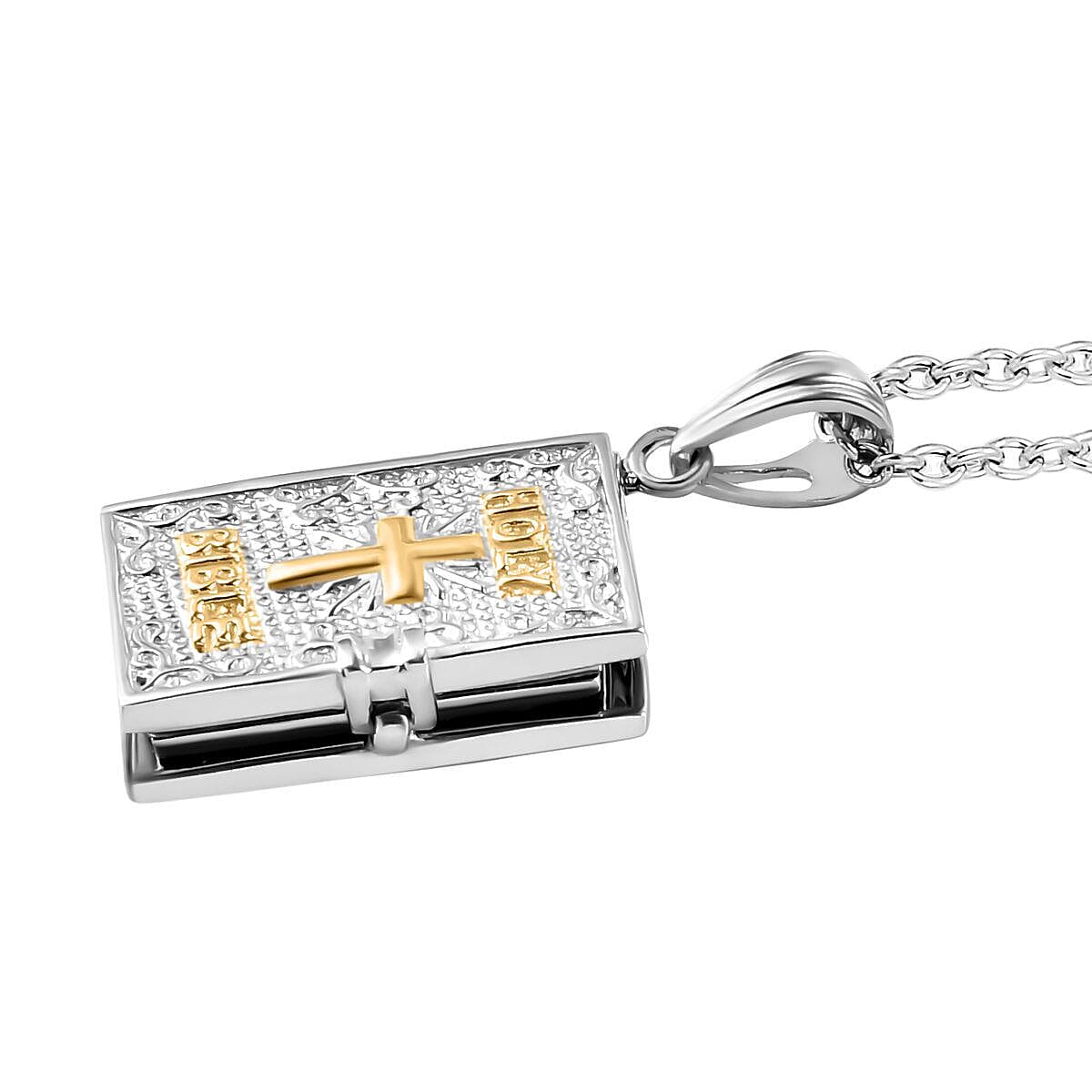 Holy Bible Book Pendant With Chain in Platinum and Gold Plated Silver 8.11 Grams 20 Inch 2674556 4