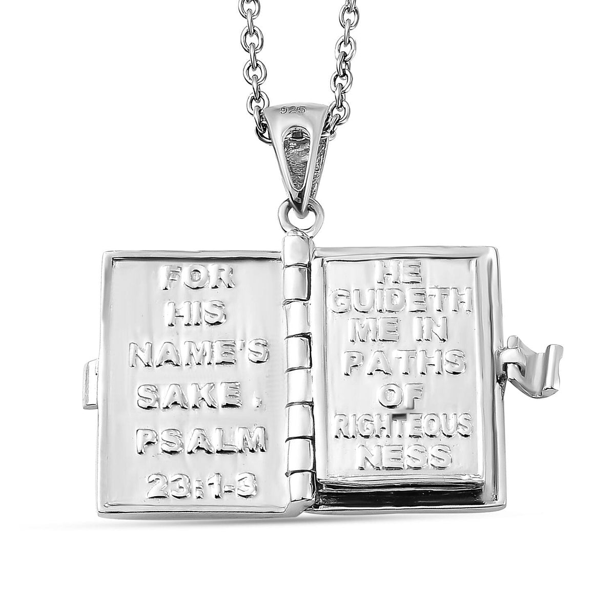 Holy Bible Book Pendant With Chain in Platinum and Gold Plated Silver 8.11 Grams 20 Inch 2674556 17