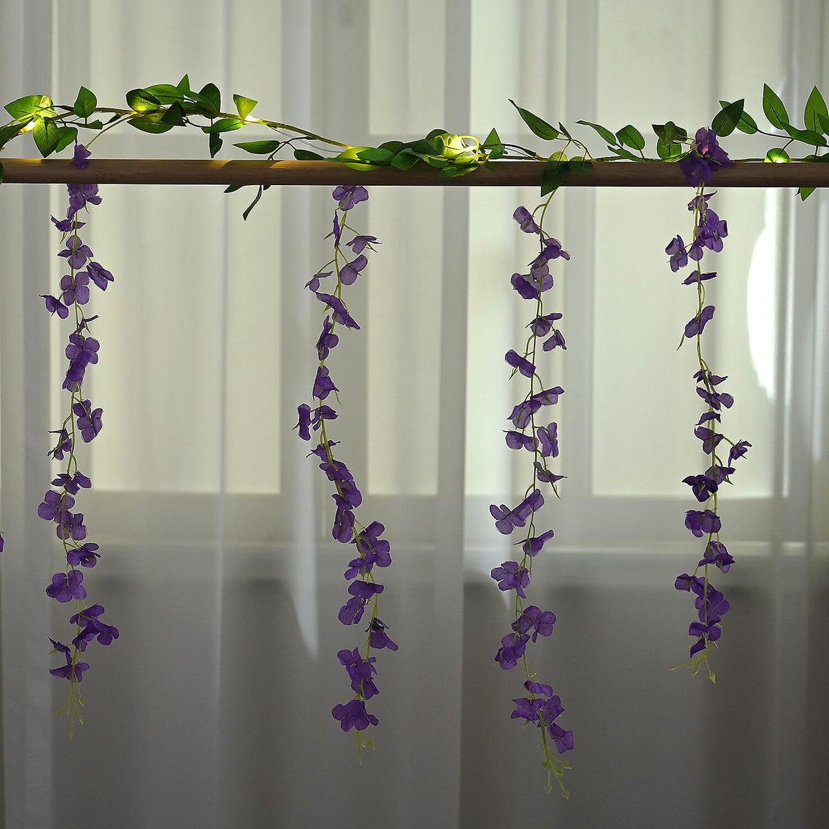 Purple LED Flower String Lights - 20 Warm White LEDs, 300mAh Rechargeable Battery (included) - 180cm 8029373 2
