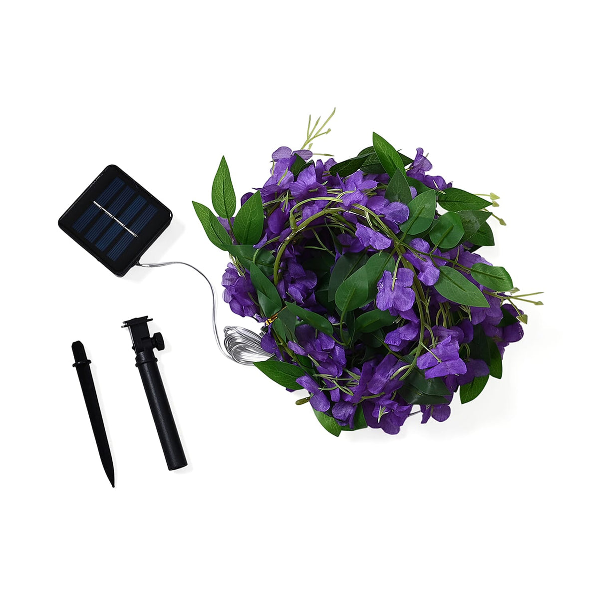 Purple LED Flower String Lights - 20 Warm White LEDs, 300mAh Rechargeable Battery (included) - 180cm 8029373 3