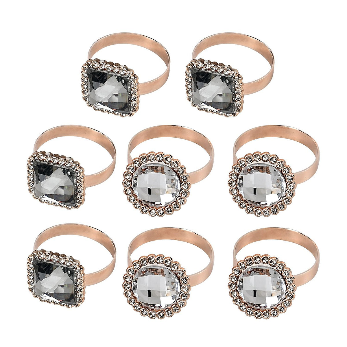 Exquisite Set of 4-4 Square and Circle Napkin Rings in a Box 7599074 0