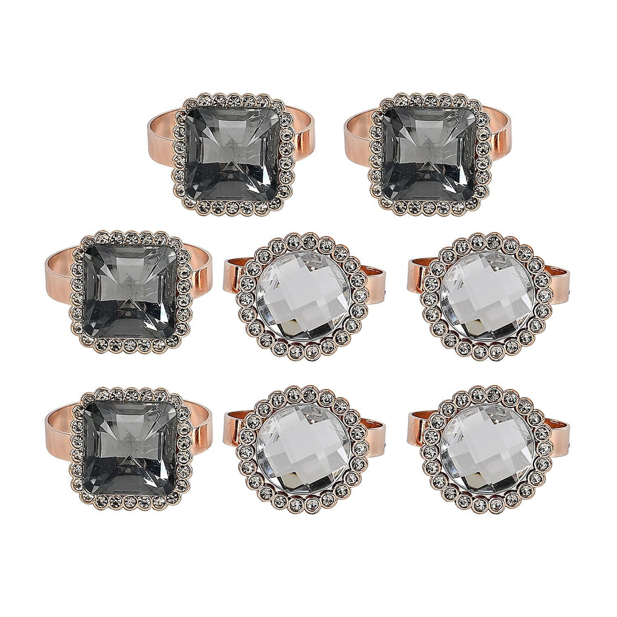 Exquisite Set of 4-4 Square and Circle Napkin Rings in a Box 7599074 1