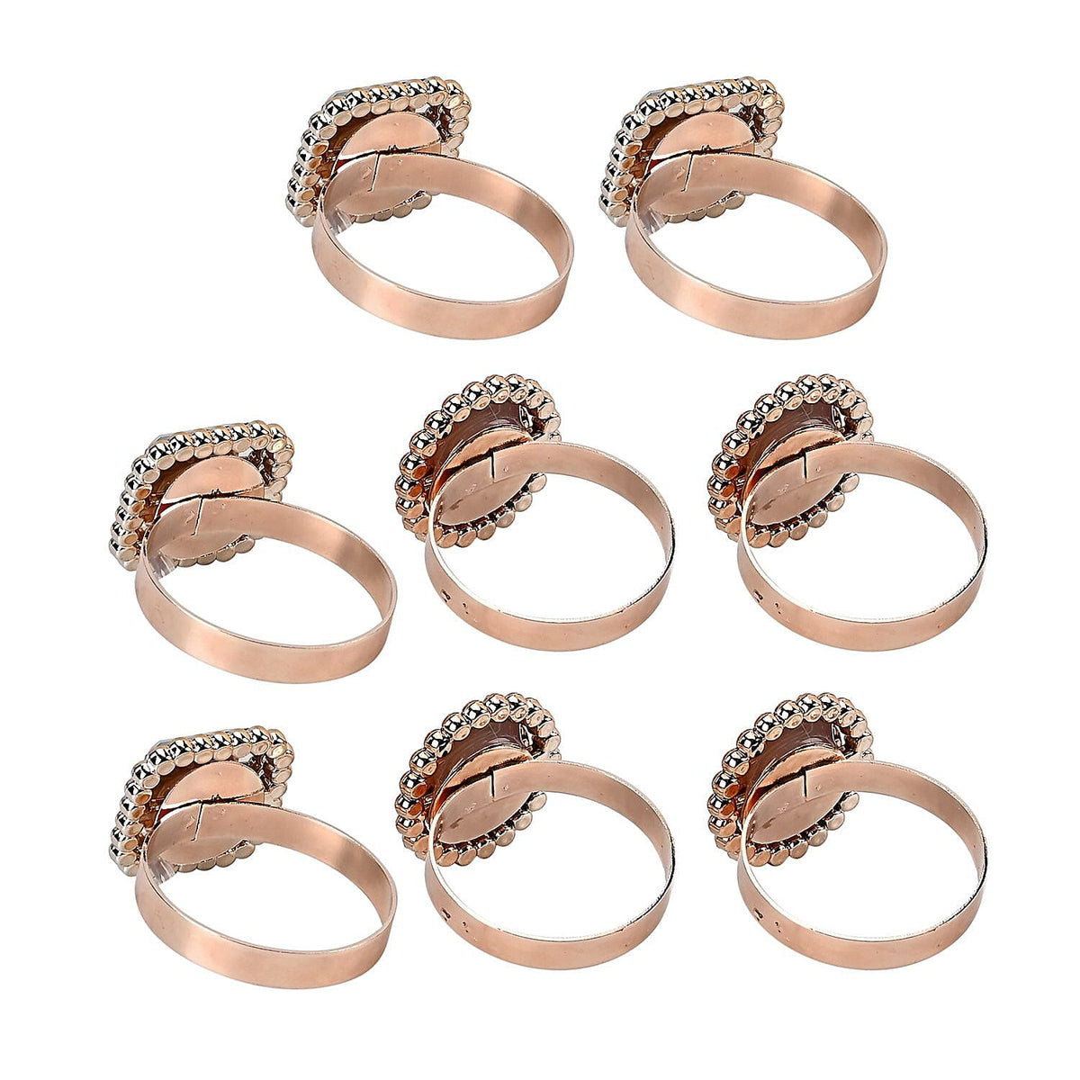 Exquisite Set of 4-4 Square and Circle Napkin Rings in a Box 7599074 2
