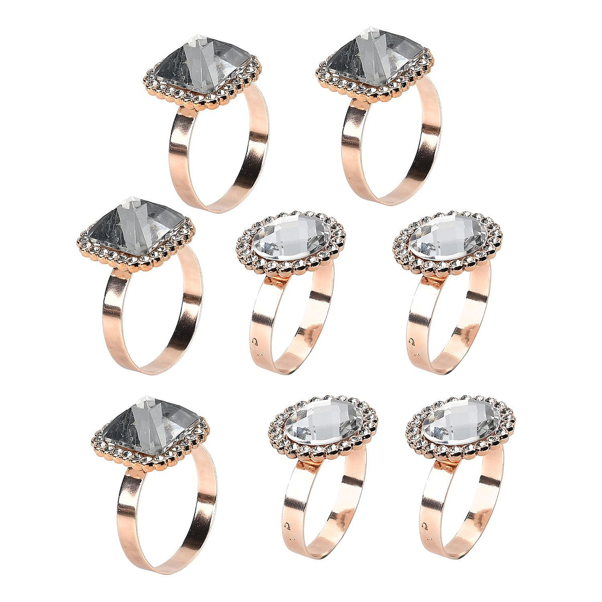 Exquisite Set of 4-4 Square and Circle Napkin Rings in a Box 7599074 3