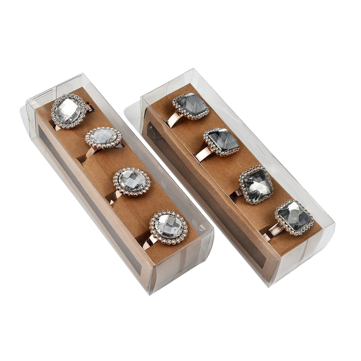 Exquisite Set of 4-4 Square and Circle Napkin Rings in a Box 7599074 4