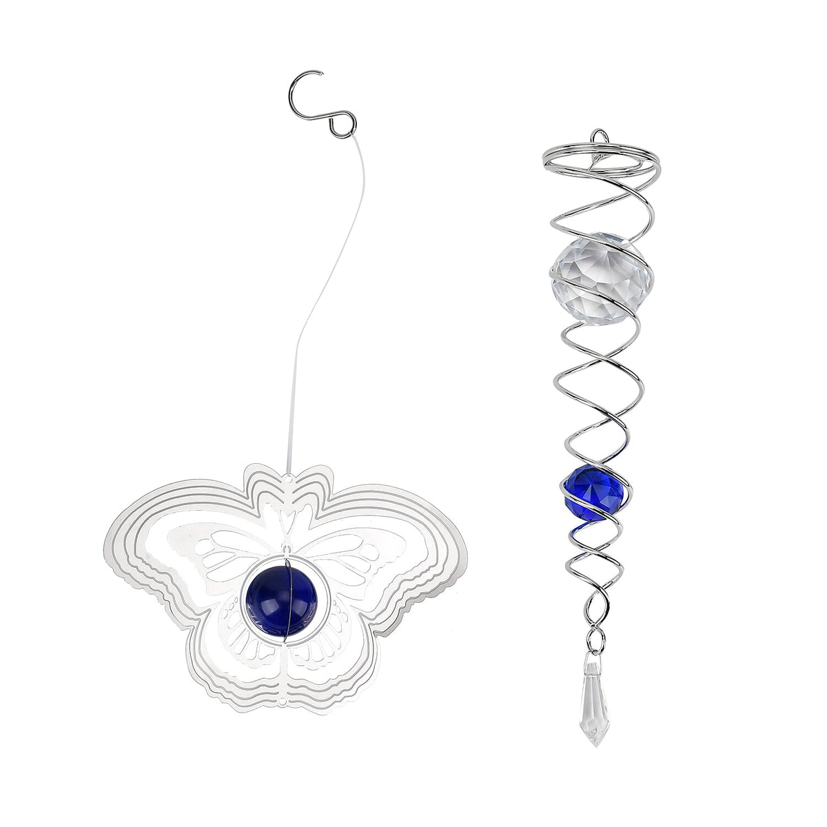 Hanging Magic Kinetic Sculpture Butterfly Wind Spinner  - Silver 7704828 0