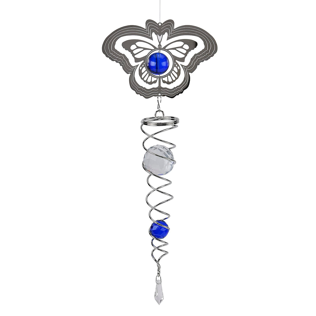 Hanging Magic Kinetic Sculpture Butterfly Wind Spinner  - Silver 7704828 2