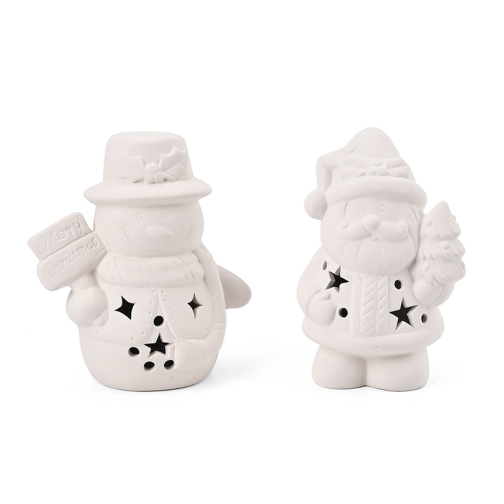 Christmas Ceramic Paint Set With LED Light, Inc. Snowman - Santa, Paint Colours and Brushes