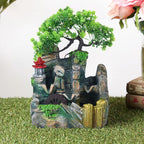 Home Decorative Forest Theme Water Fountain with LED Light (Size 19x18 Cm)