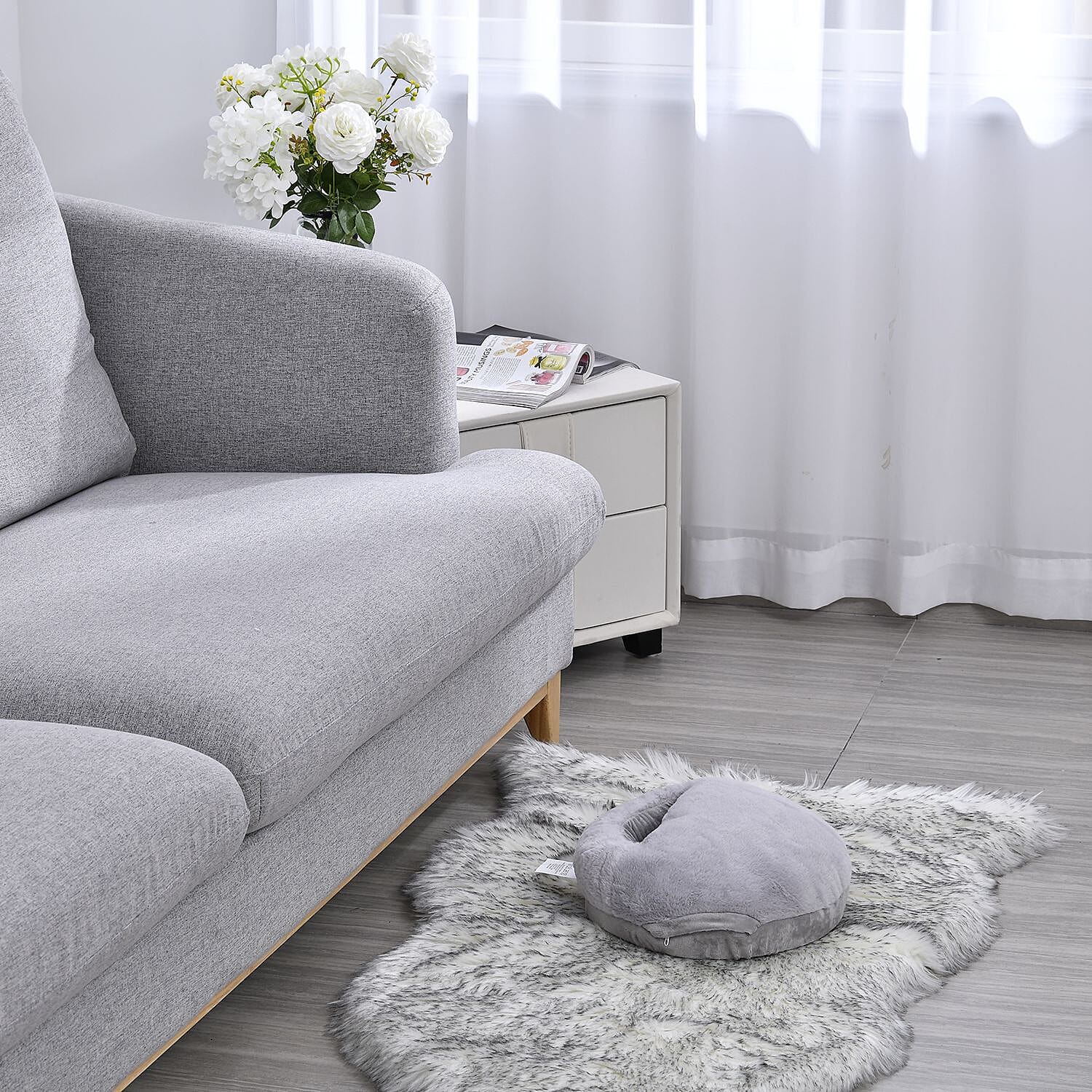 Homesmart Heating Faux Fur Slippers with USB Cable (Size 29x25x5 Cm) - Grey 7138895 0