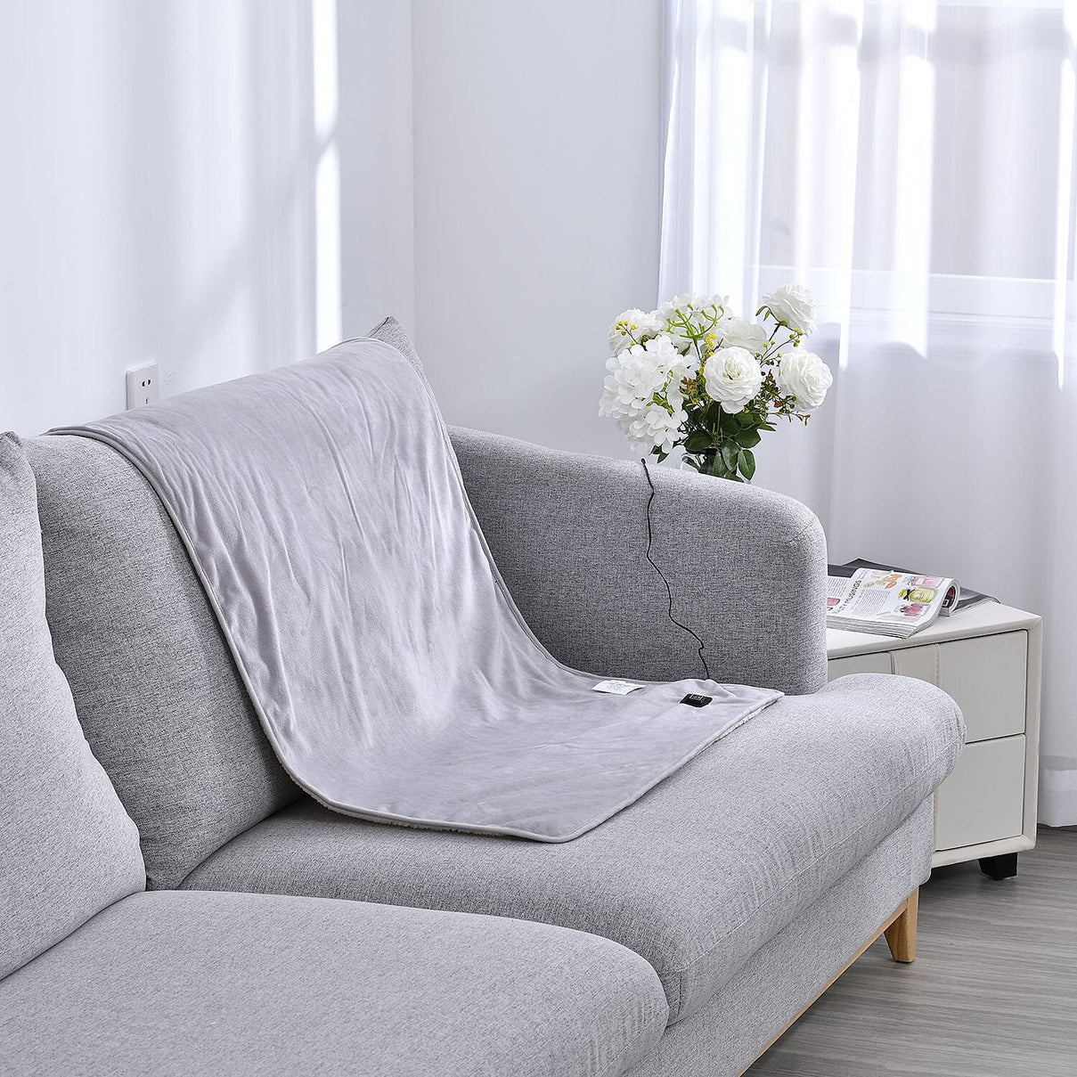 Homesmart Sherpa Lined Pain Relief Heating Mat with USB Cable (Size 95x70 Cm) - Grey 7138908 0
