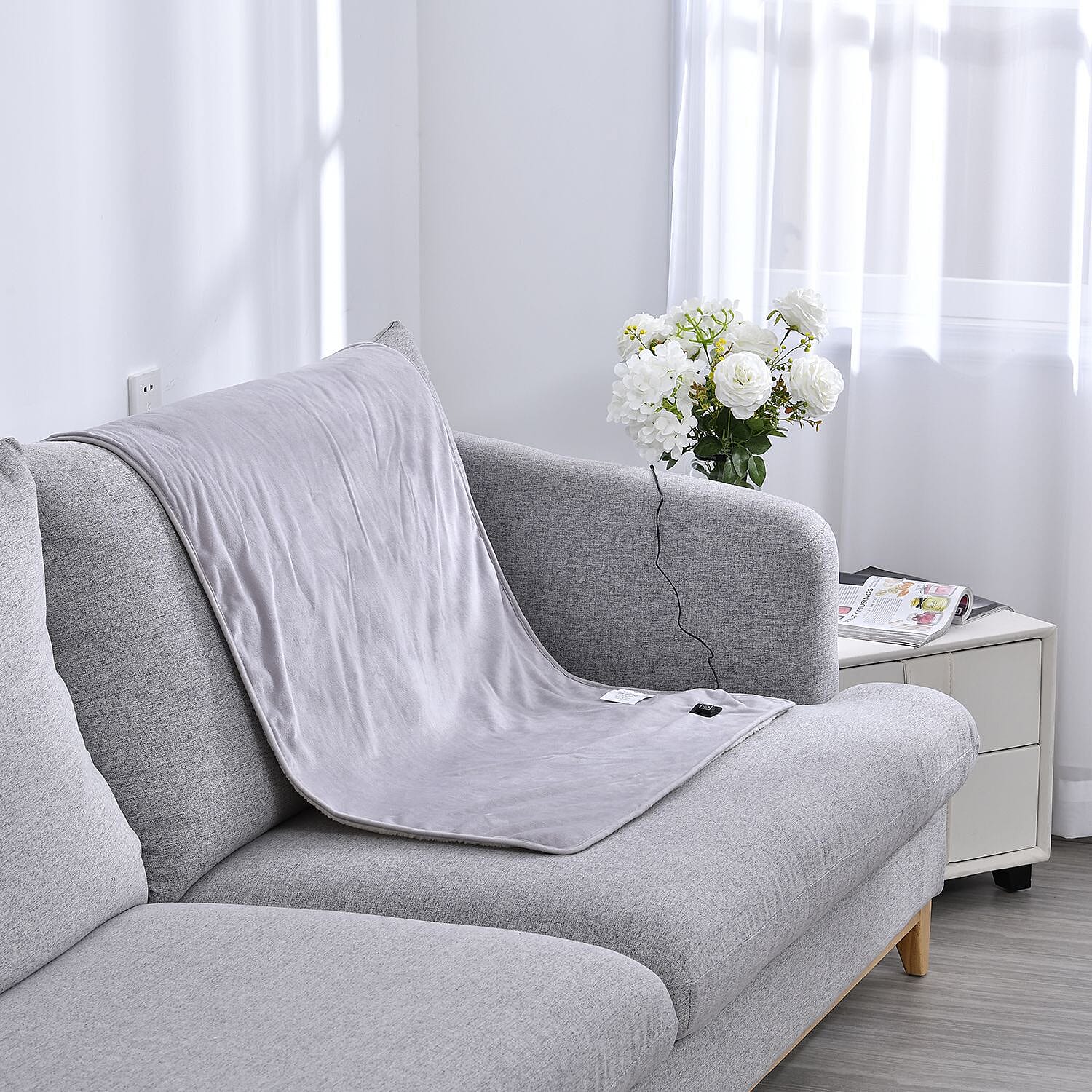 Homesmart Sherpa Lined Pain Relief Heating Mat with USB Cable (Size 95x70 Cm) - Grey 7138908 0