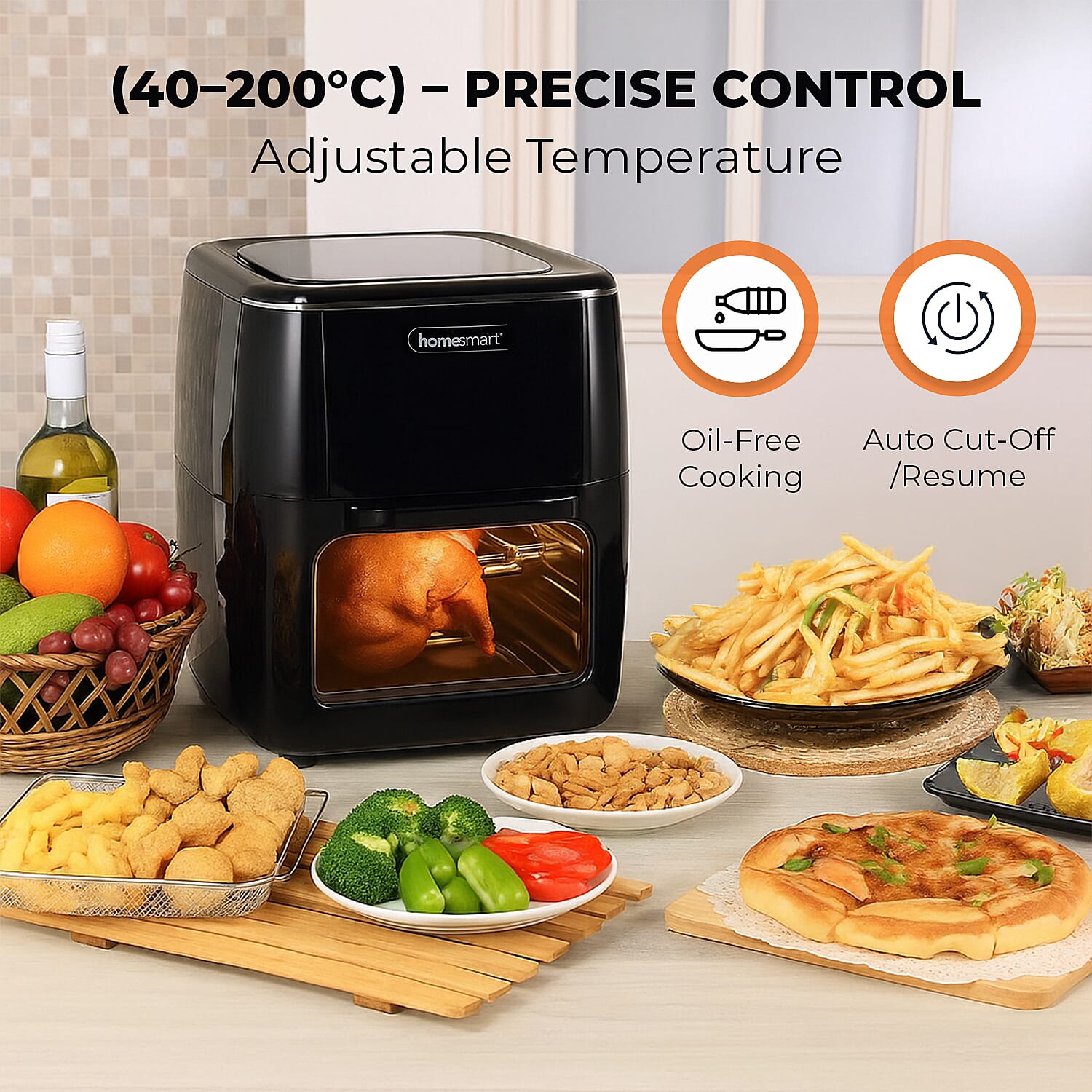 Homesmart 10-in-1 Air Fryer (13L) Rotisserie &amp; Keep Warm Function - Black 7253918 4