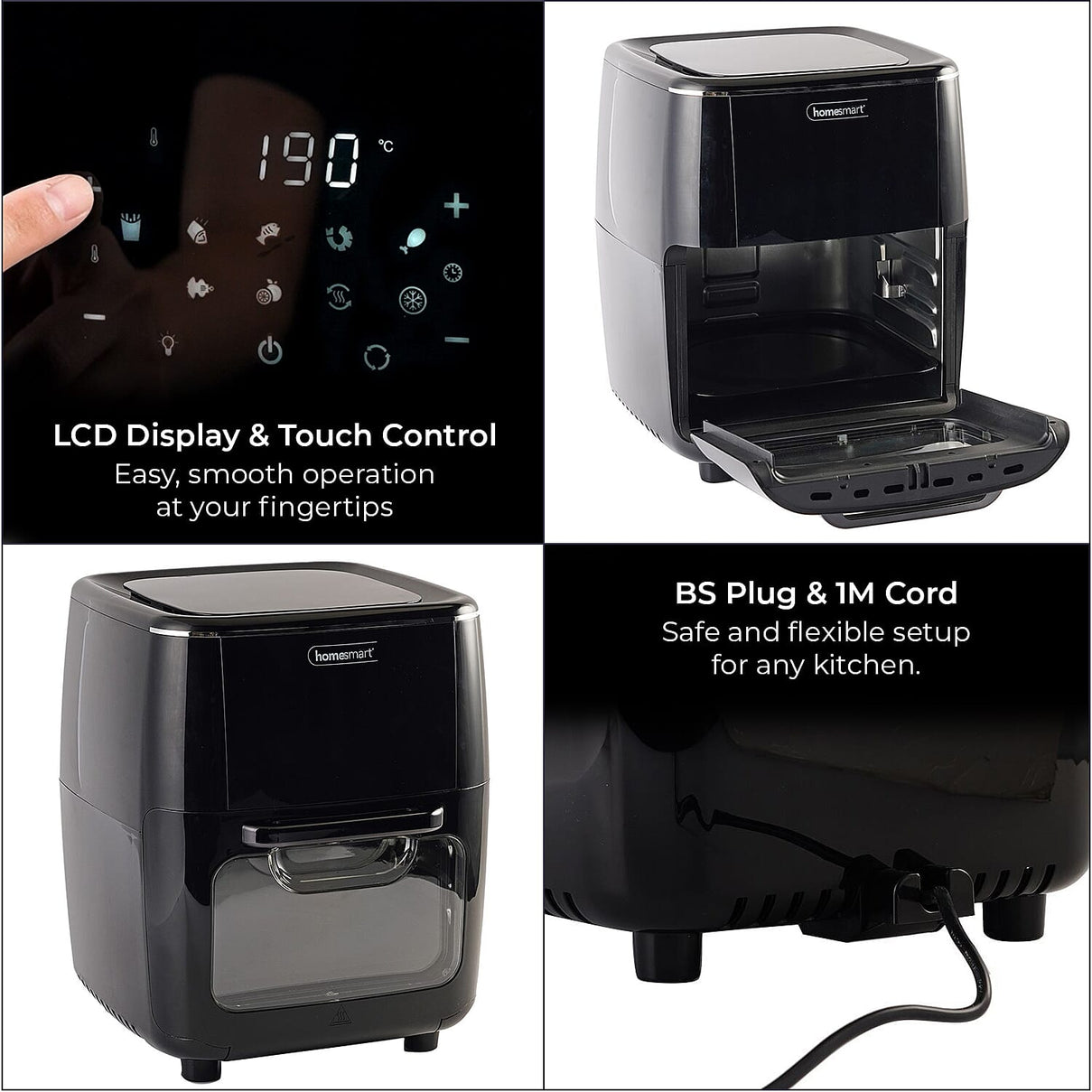 Homesmart 10-in-1 Air Fryer (13L) Rotisserie &amp; Keep Warm Function - Black 7253918 7