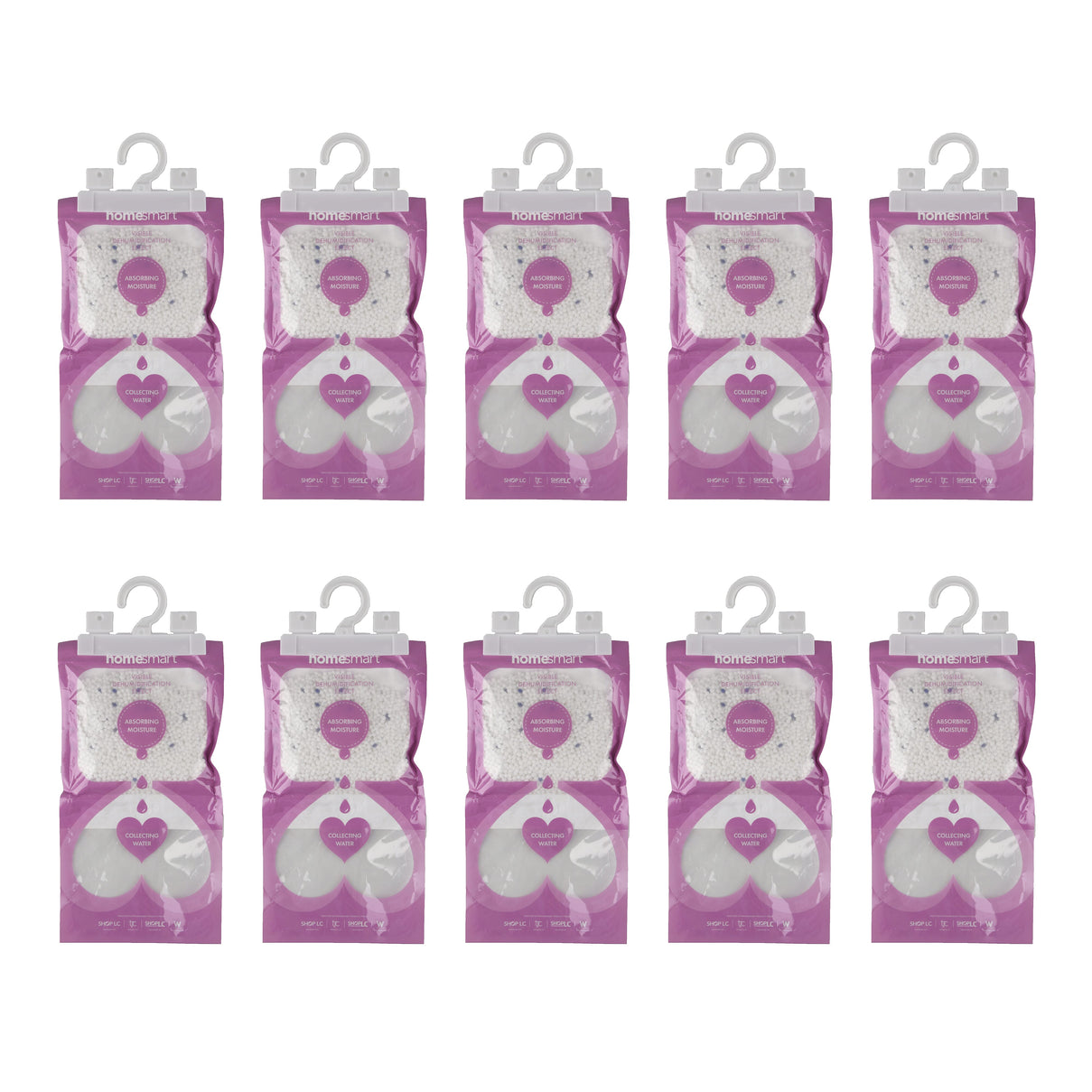 Livemore 10-Pack Lavender Hanging Dehumidifier Bags - 220g Scented Moisture Absorber with Hook for Wardrobes, Cupboards and Caravans V32513954 0