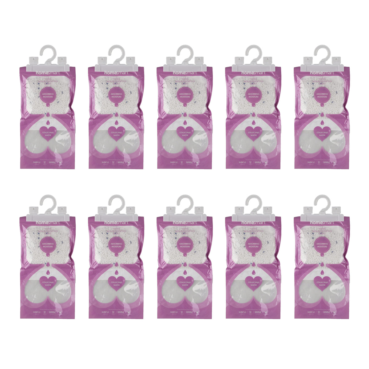 Livemore 10-Pack Lavender Hanging Dehumidifier Bags - 220g Scented Moisture Absorber with Hook for Wardrobes, Cupboards and Caravans V32513954 0