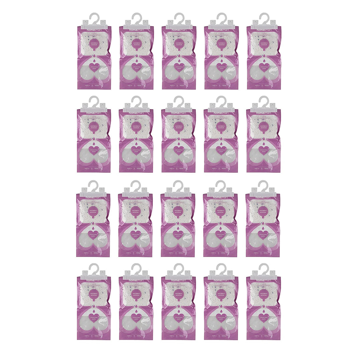 Home Smart 20-Pack Lavender Hanging Dehumidifier Bags - Bulk 220g Scented Moisture Absorbers with Hook for Wardrobes, Cupboards and Storage 8312844 0