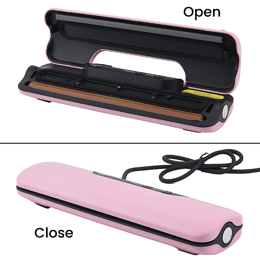 Homesmart Automatic Vacuum Sealer Machine for Food Preservation with  One vacuum sealer, one seal, one roll bag, and 20 vacuum bags for Dry and Moist Food -  Pink 6715866 7