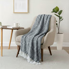 Homesmart Cotton Chevron Throw Blanket (Size 130x160cm) - Grey