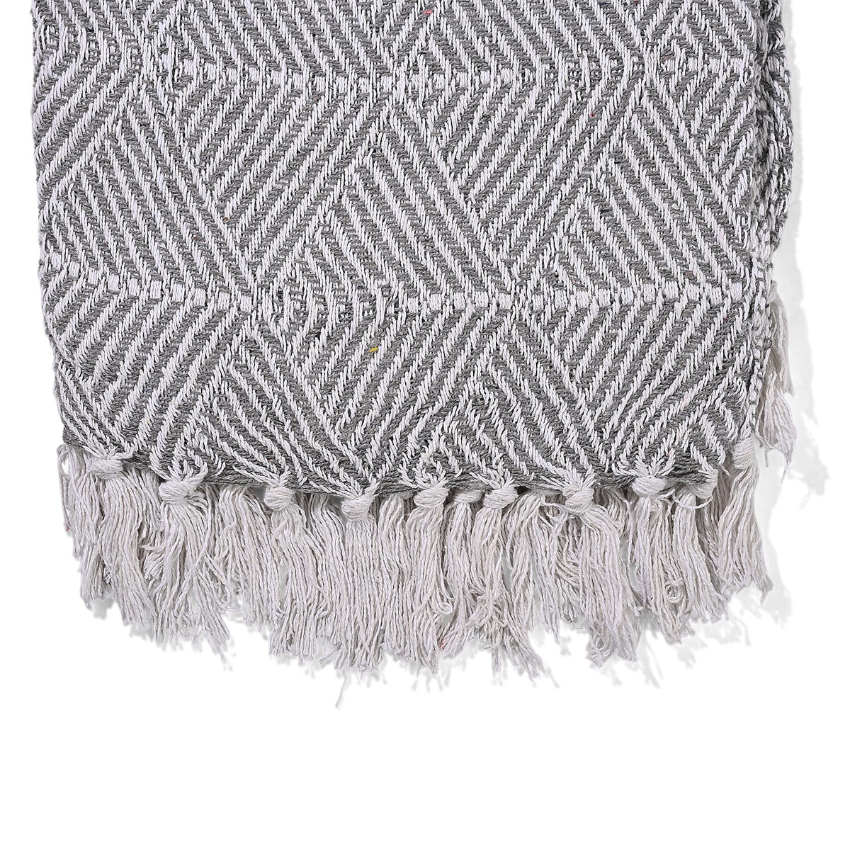 Homesmart Cotton Chevron Throw Blanket (Size 130x160cm) - Grey V32637817 4