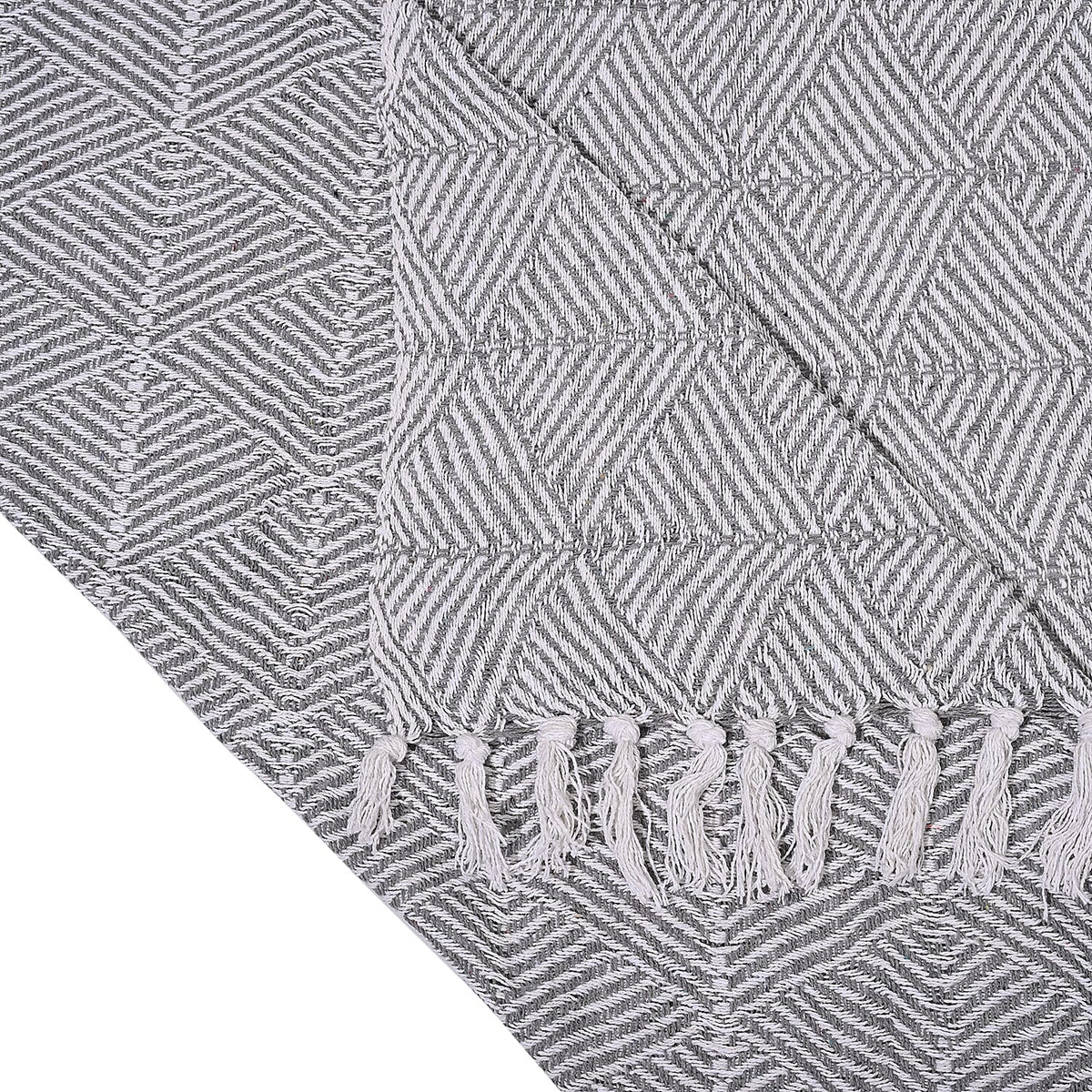 Homesmart Cotton Chevron Throw Blanket (Size 130x160cm) - Grey V32637817 6