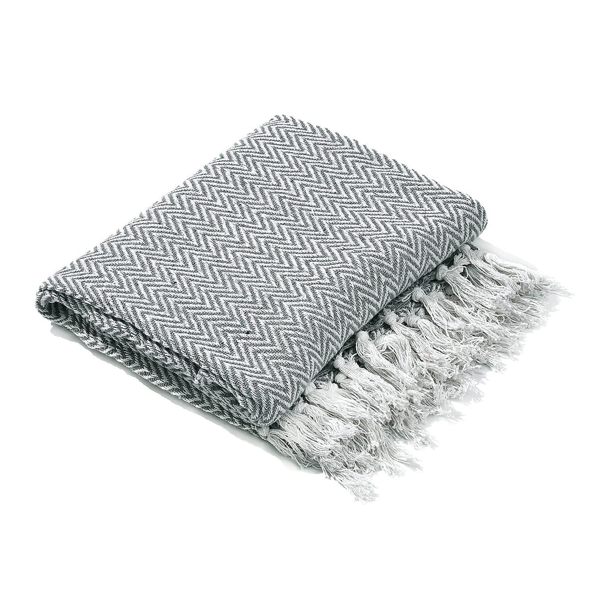Hush Heaven 100% Soft Cotton Chevron Weaved Throw Blanket (200x150cm) - Grey V32636792 4
