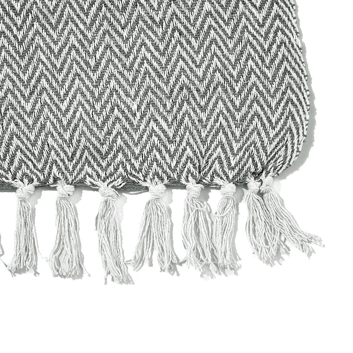 Hush Heaven 100% Soft Cotton Chevron Weaved Throw Blanket (200x150cm) - Grey V32636792 6