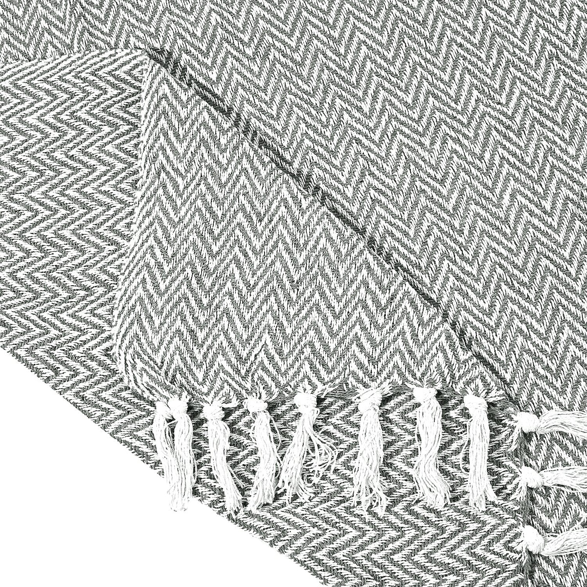 Hush Heaven 100% Soft Cotton Chevron Weaved Throw Blanket (200x150cm) - Grey V32636792 7
